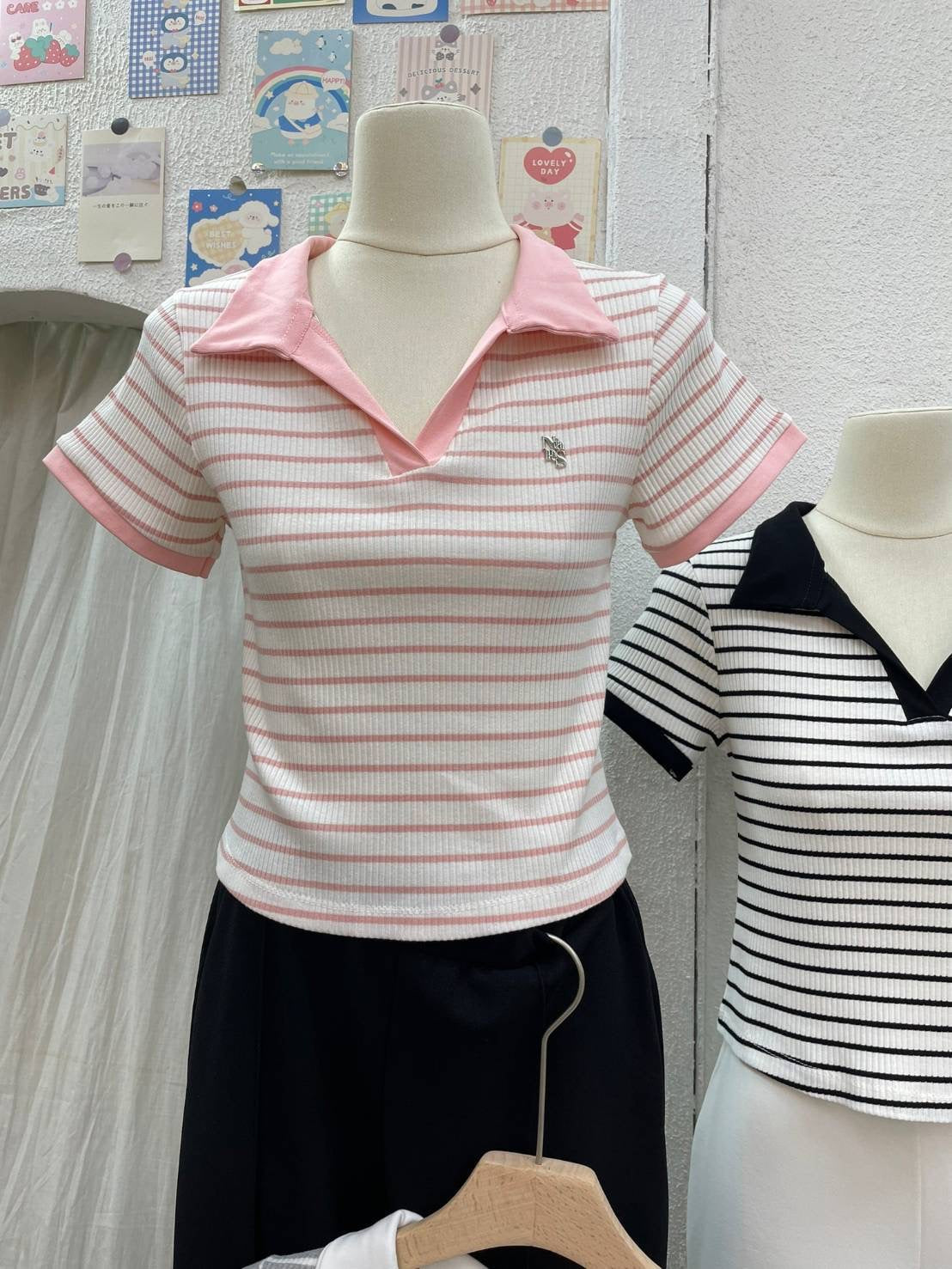 Collared Ribbed Top
