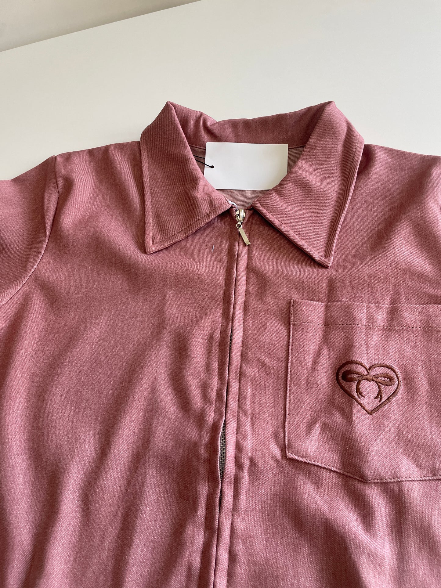 Blush Zip-Up Collar Shirt