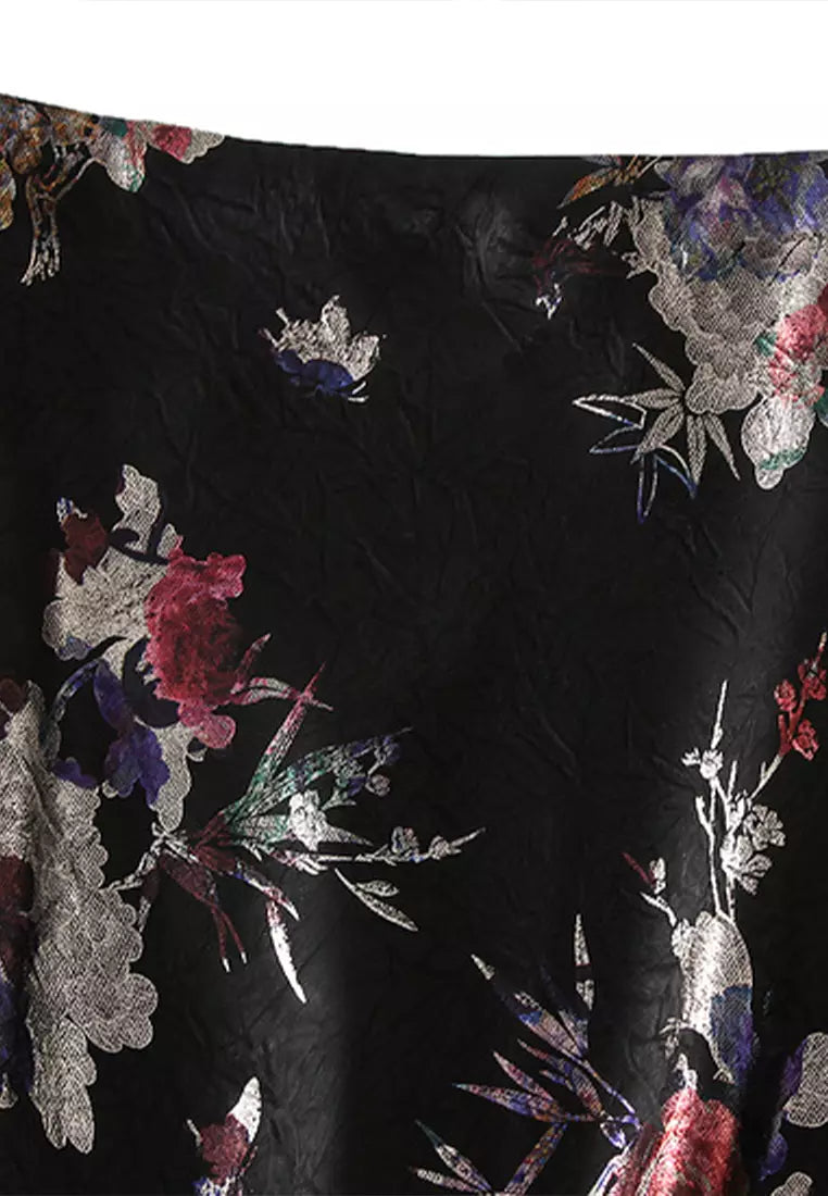 Patterned Satin Skirt