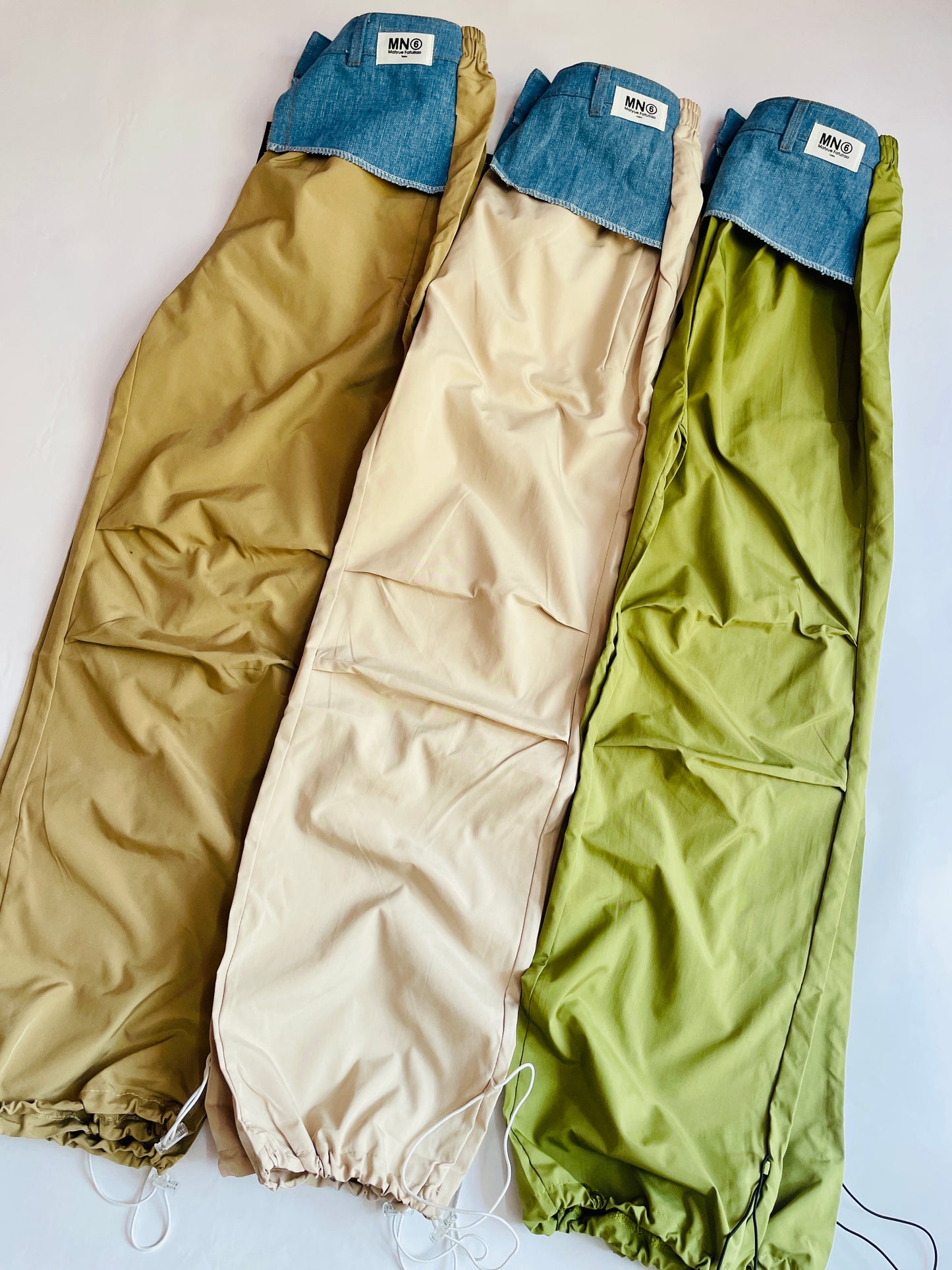 Denim On Parachute Pants
