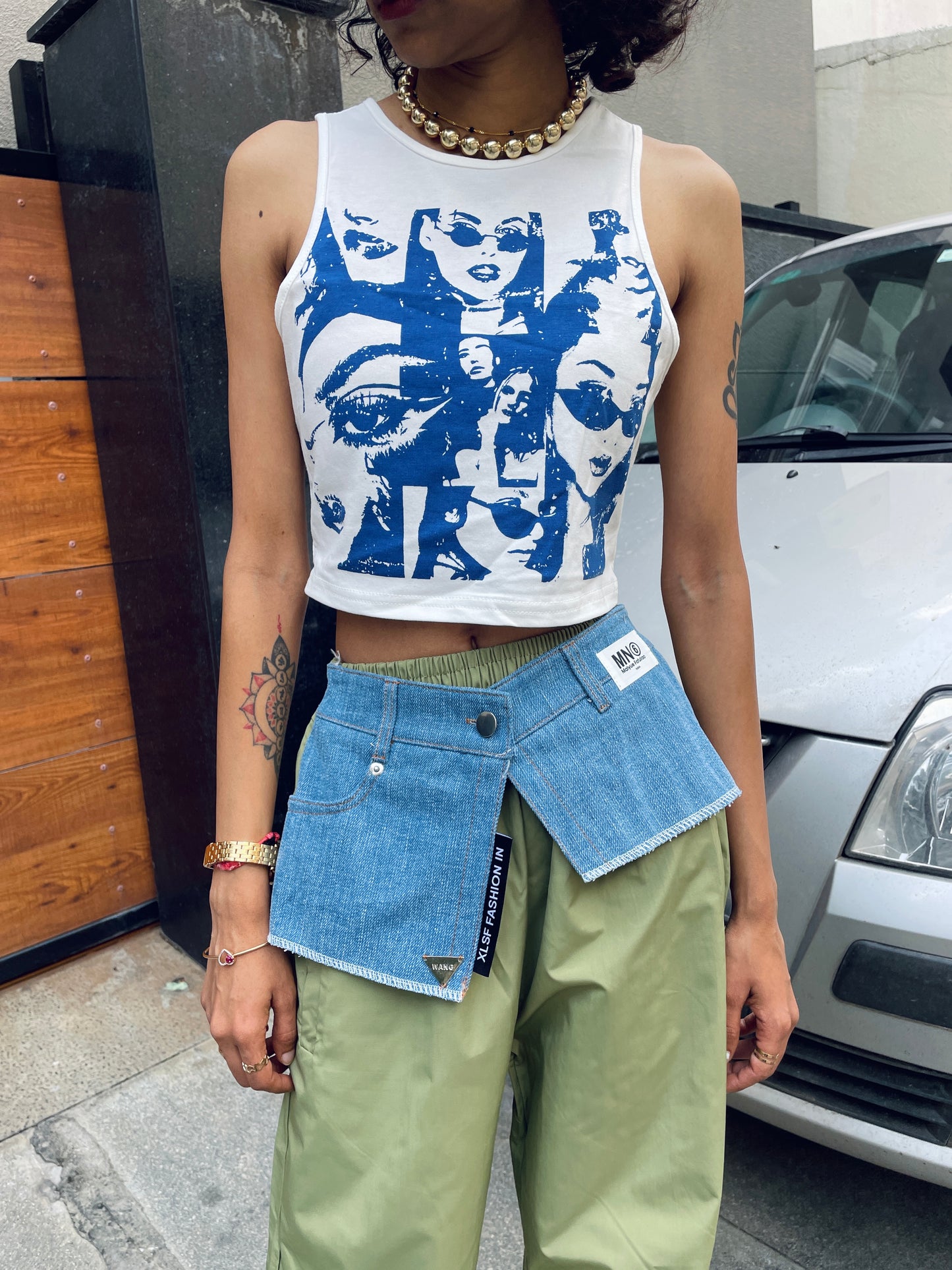 Denim On Parachute Pants