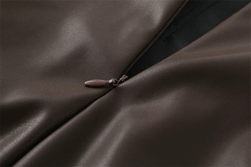 Pleated Leather Skirt