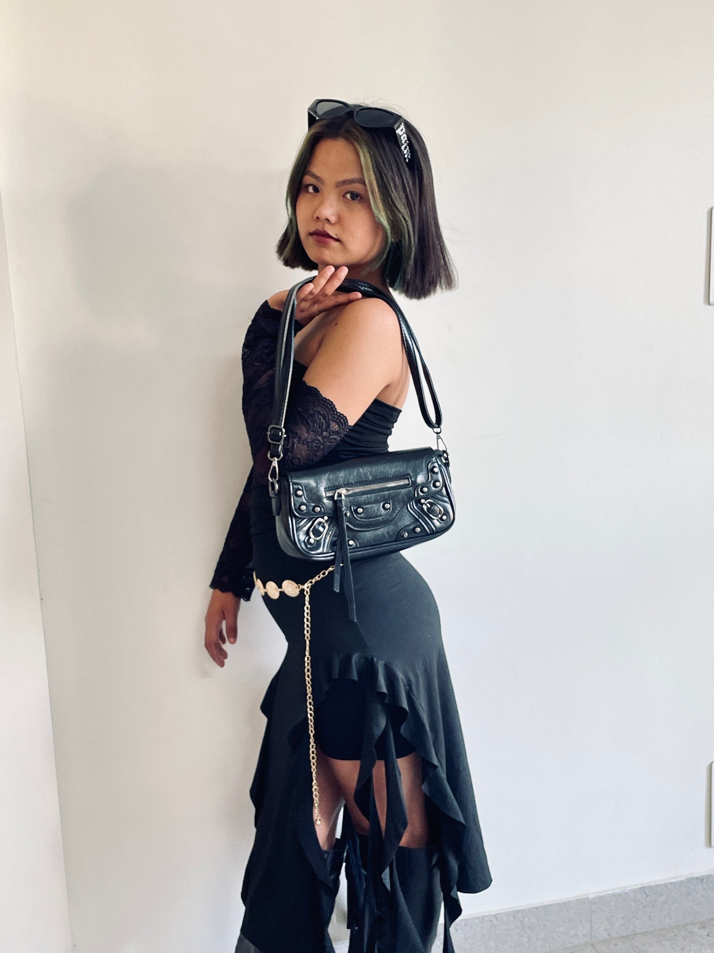 Black Ruffle Bodycon Dress