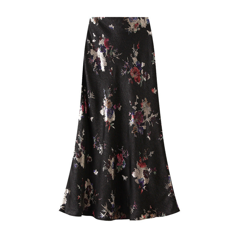 Patterned Satin Skirt
