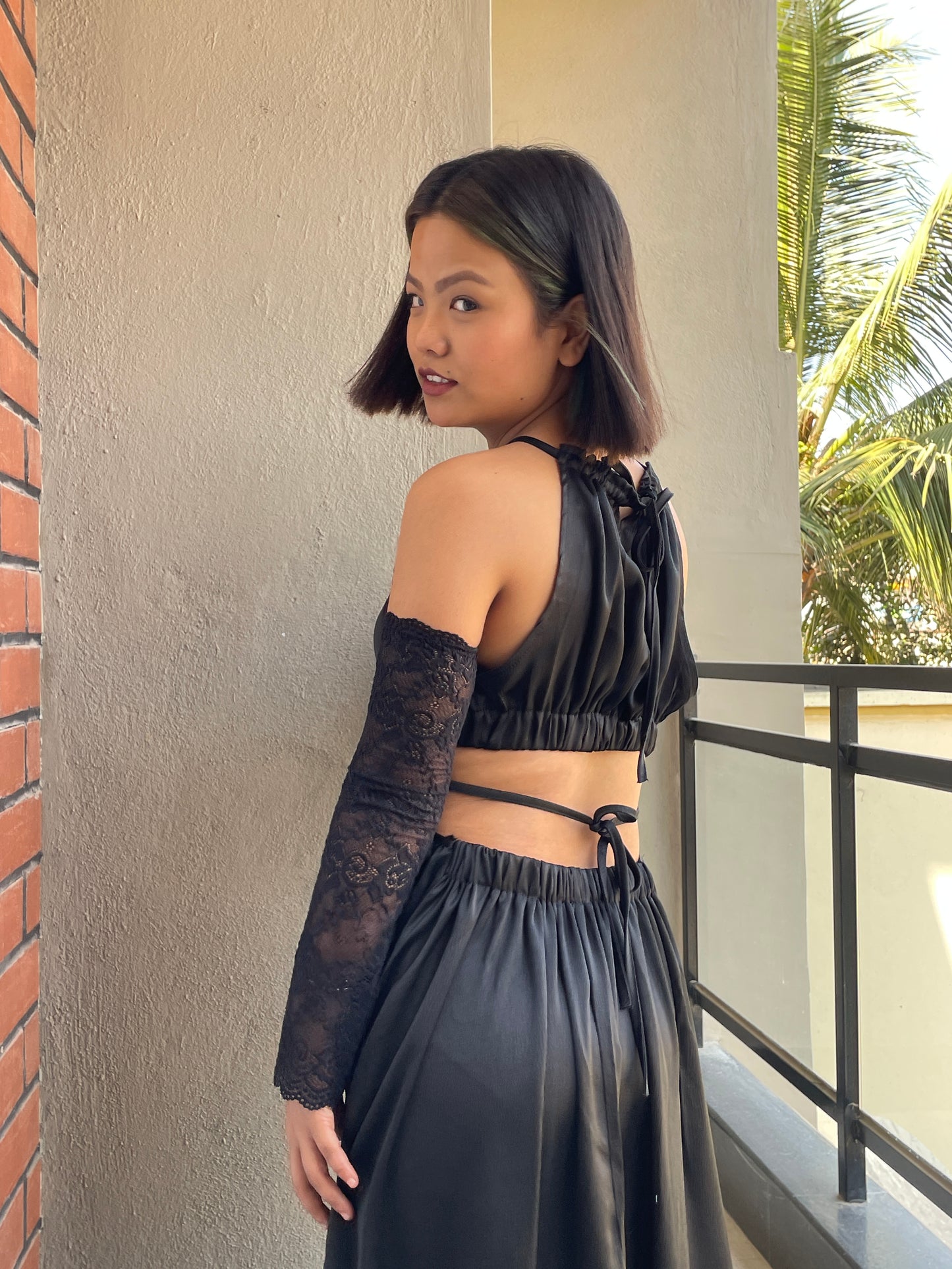 Tiered Cutout Dress Black