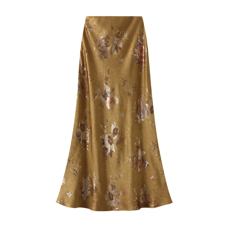 Patterned Satin Skirt