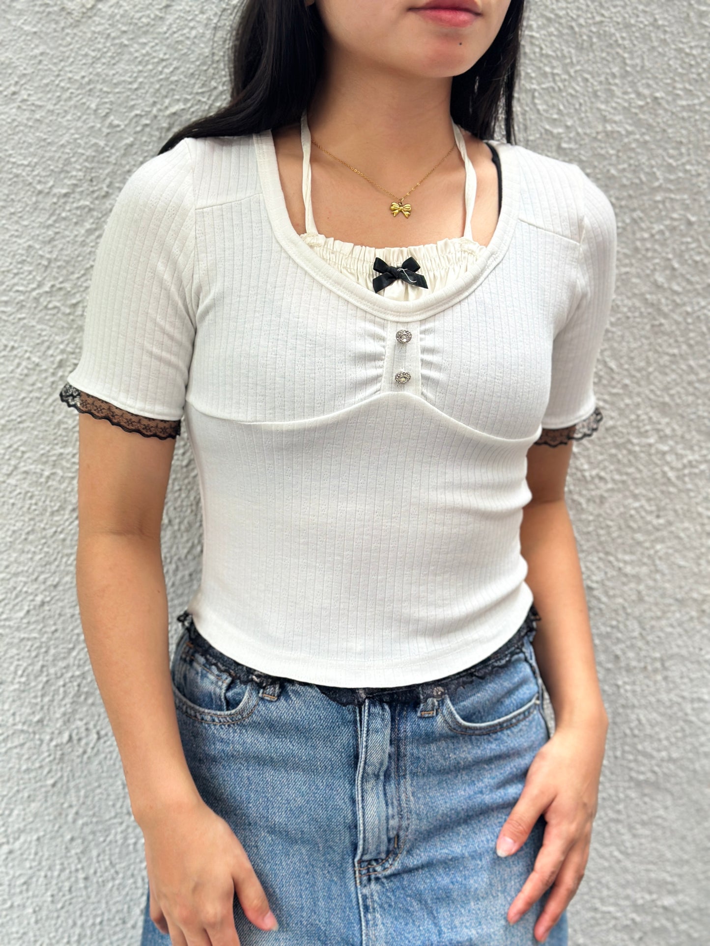 Tie Neck Lace Top