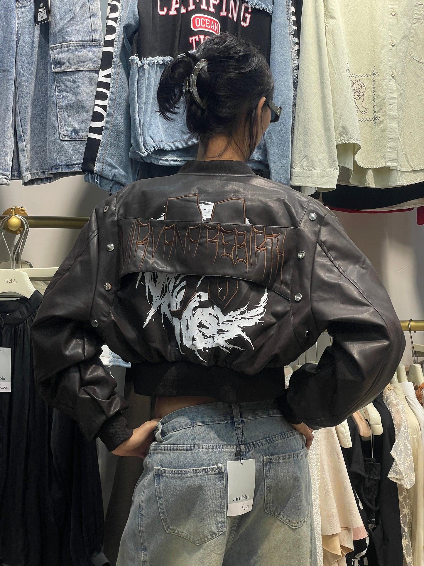 Embroidered Leather Jacket