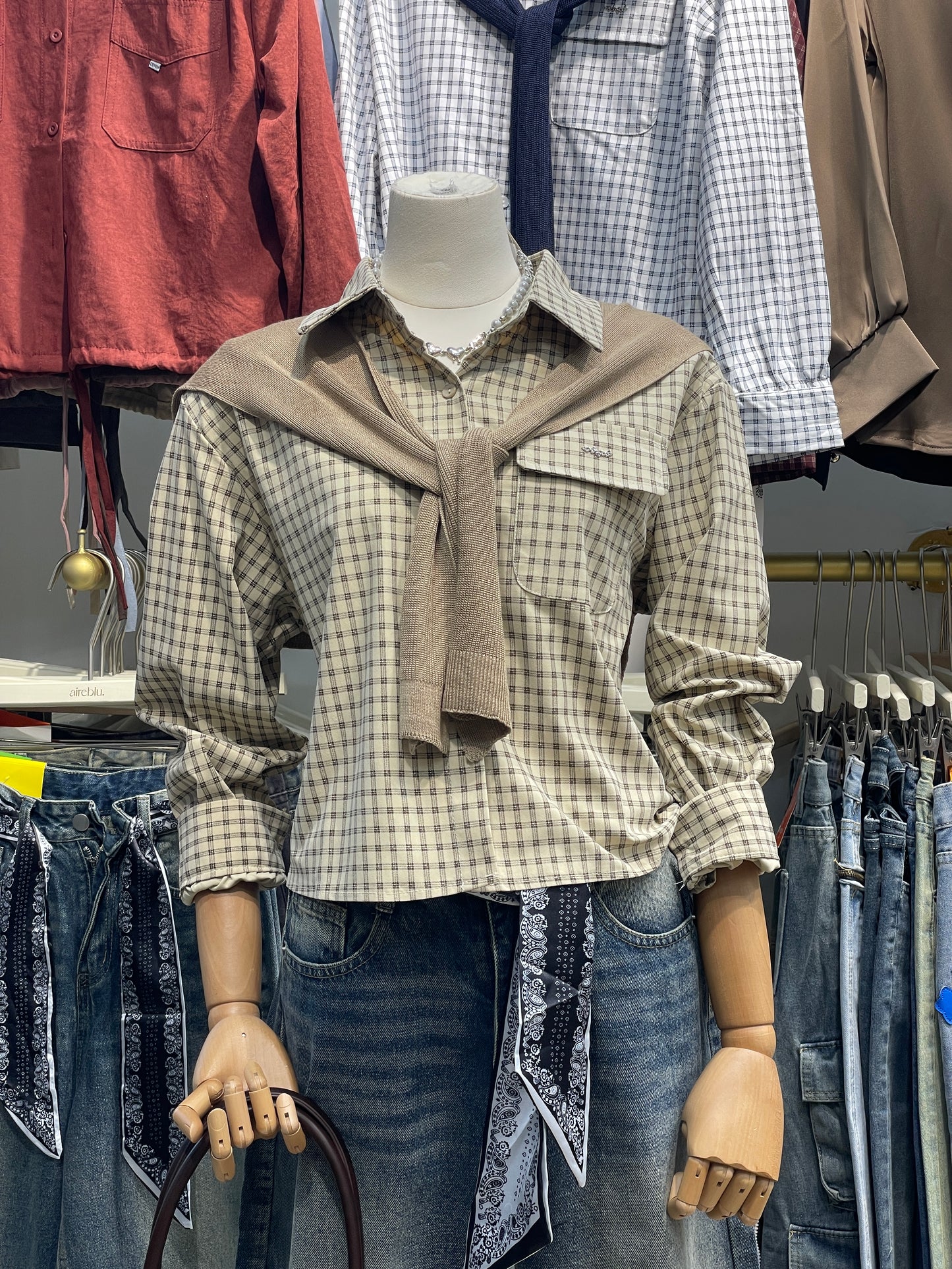 Korean Checkered Layered Shirt