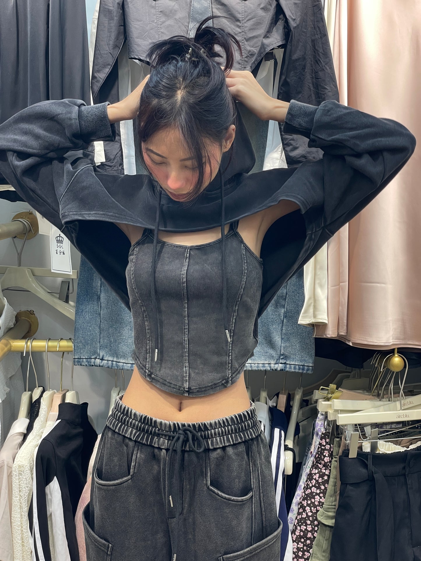 Corset Top with cropped hoodie