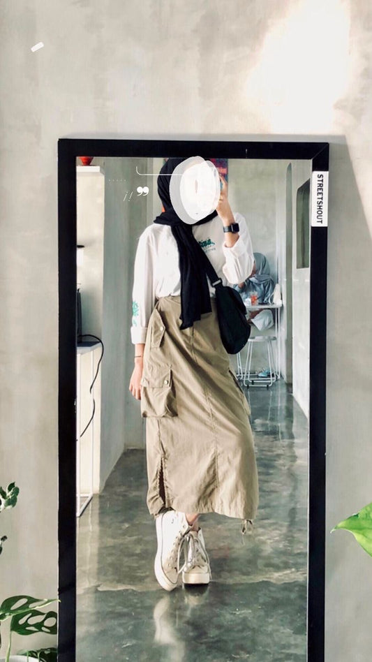 Parachute cargo long skirt