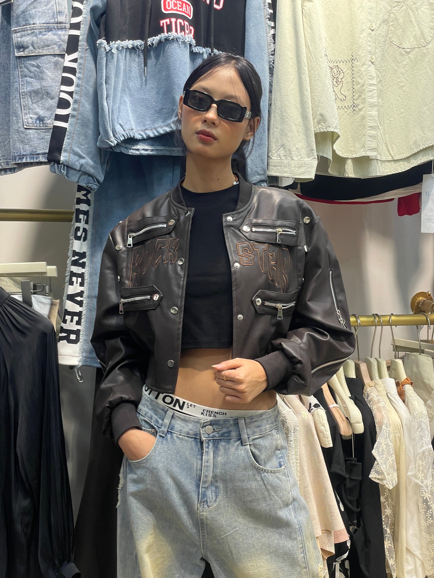 Embroidered Leather Jacket