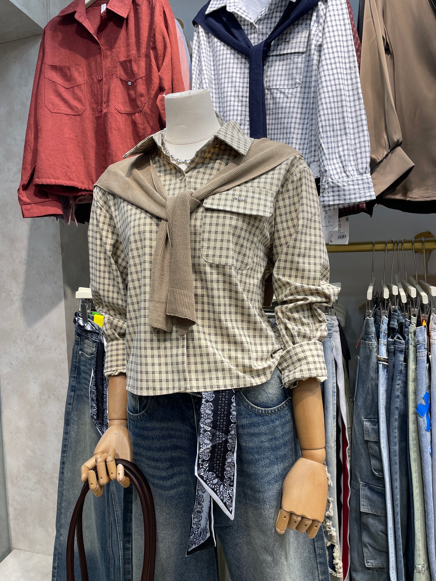 Korean Checkered Layered Shirt