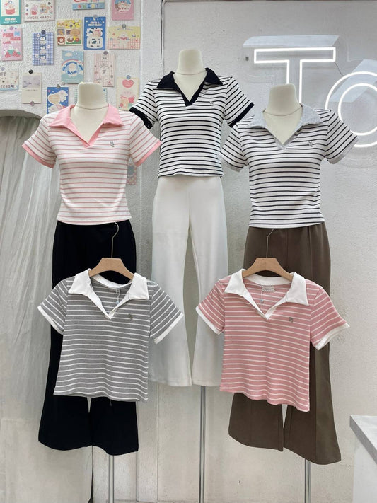Collared Ribbed Top