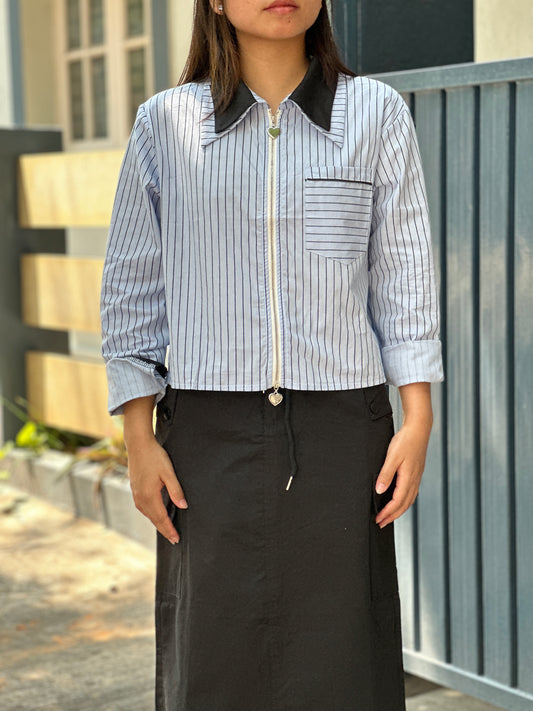 Blue Striped Jacket Shirt
