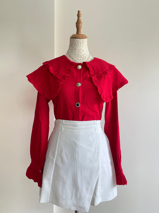 Korean Ruffle Lapel Shirt