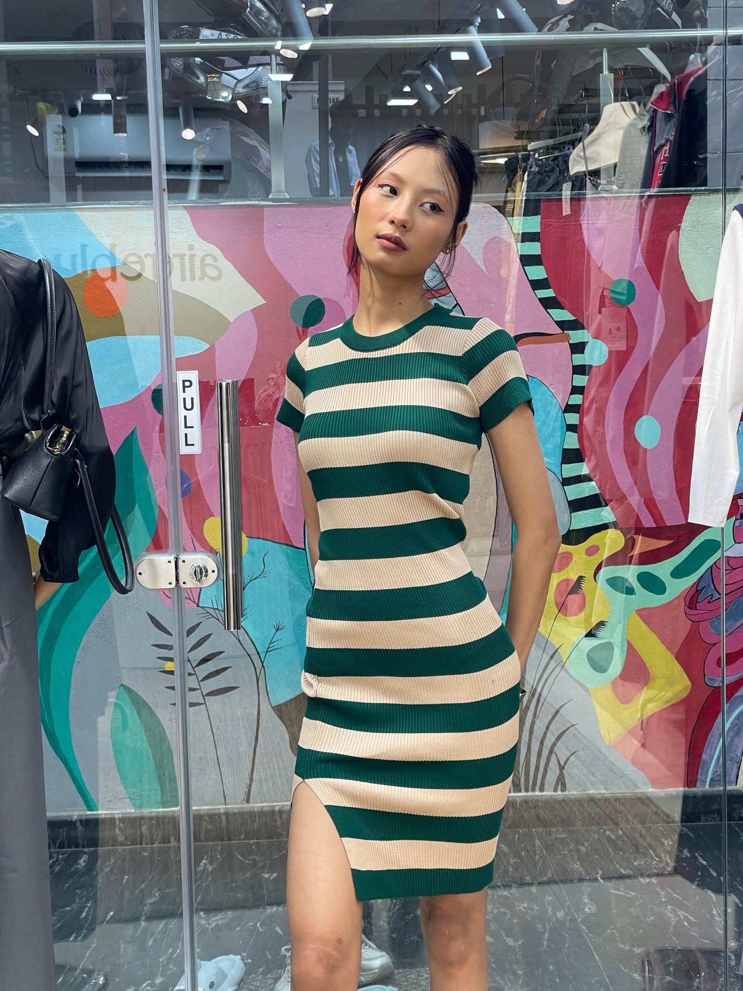 Ribbed Stripe Bodycon Dress