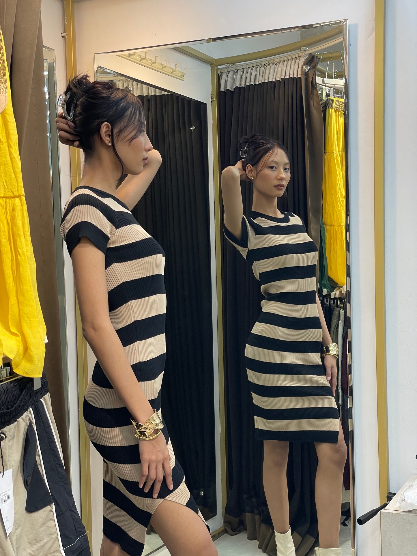 Ribbed Stripe Bodycon Dress
