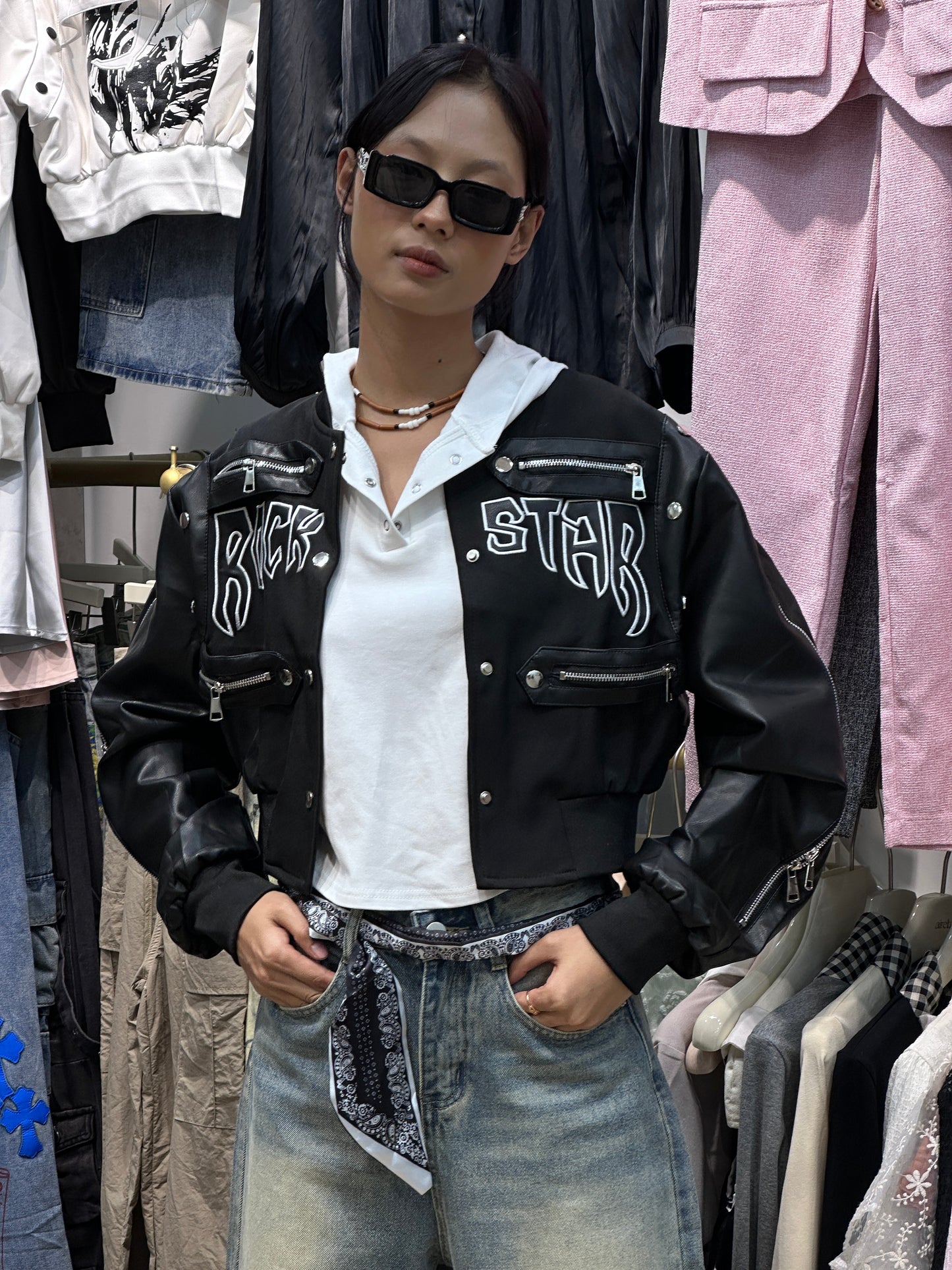 Embroidered Leather Jacket