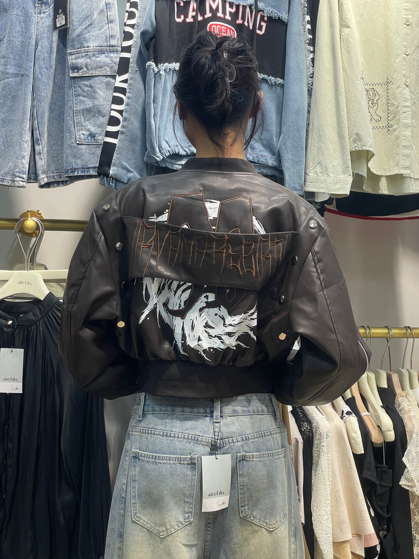 Embroidered Leather Jacket