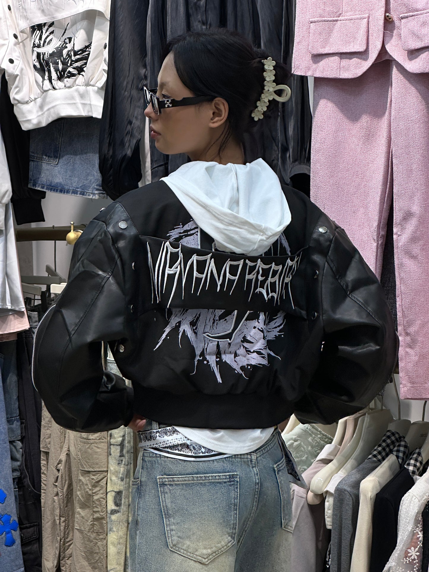 Embroidered Leather Jacket