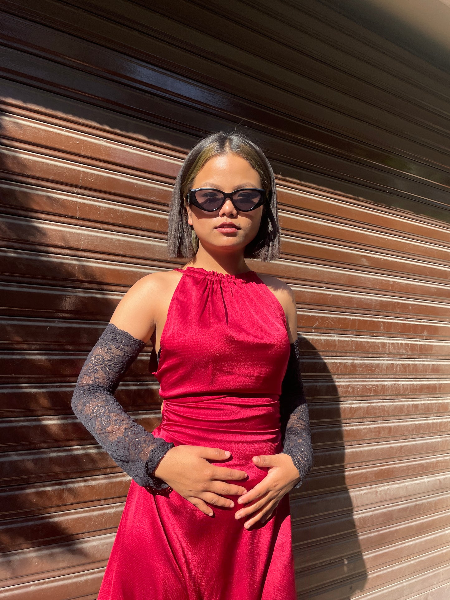 Tiered Cutout Dress Red