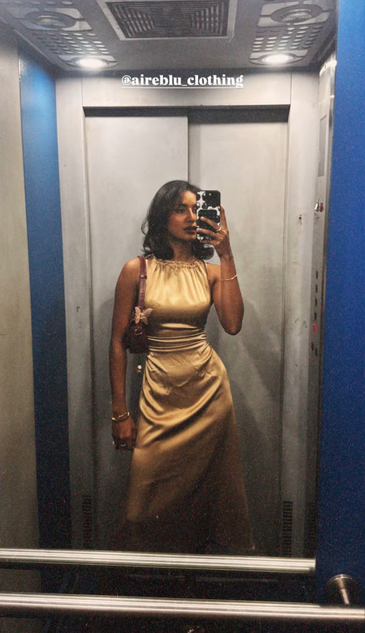 Tiered Cutout Dress Mocha Brown