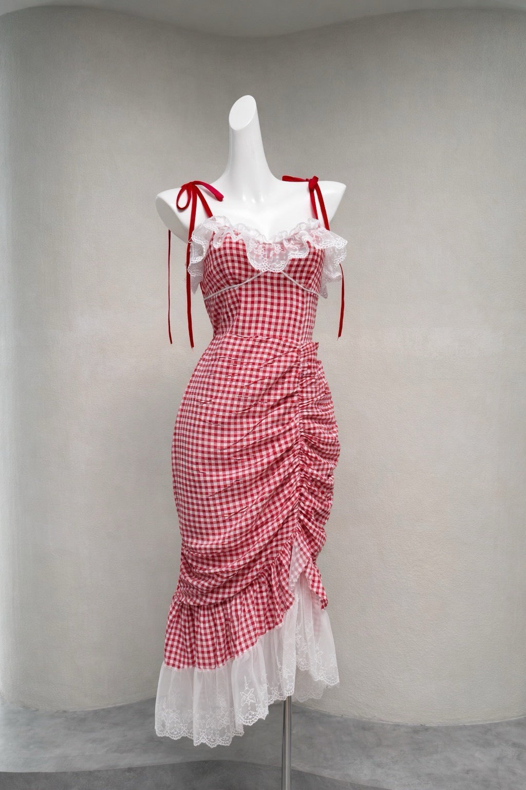 Cherry Picnic Lace Midi Dress