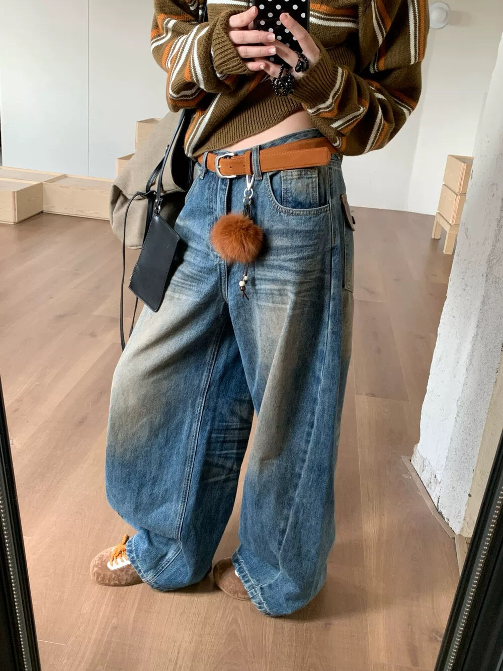 Fleece Wide-Leg Jeans