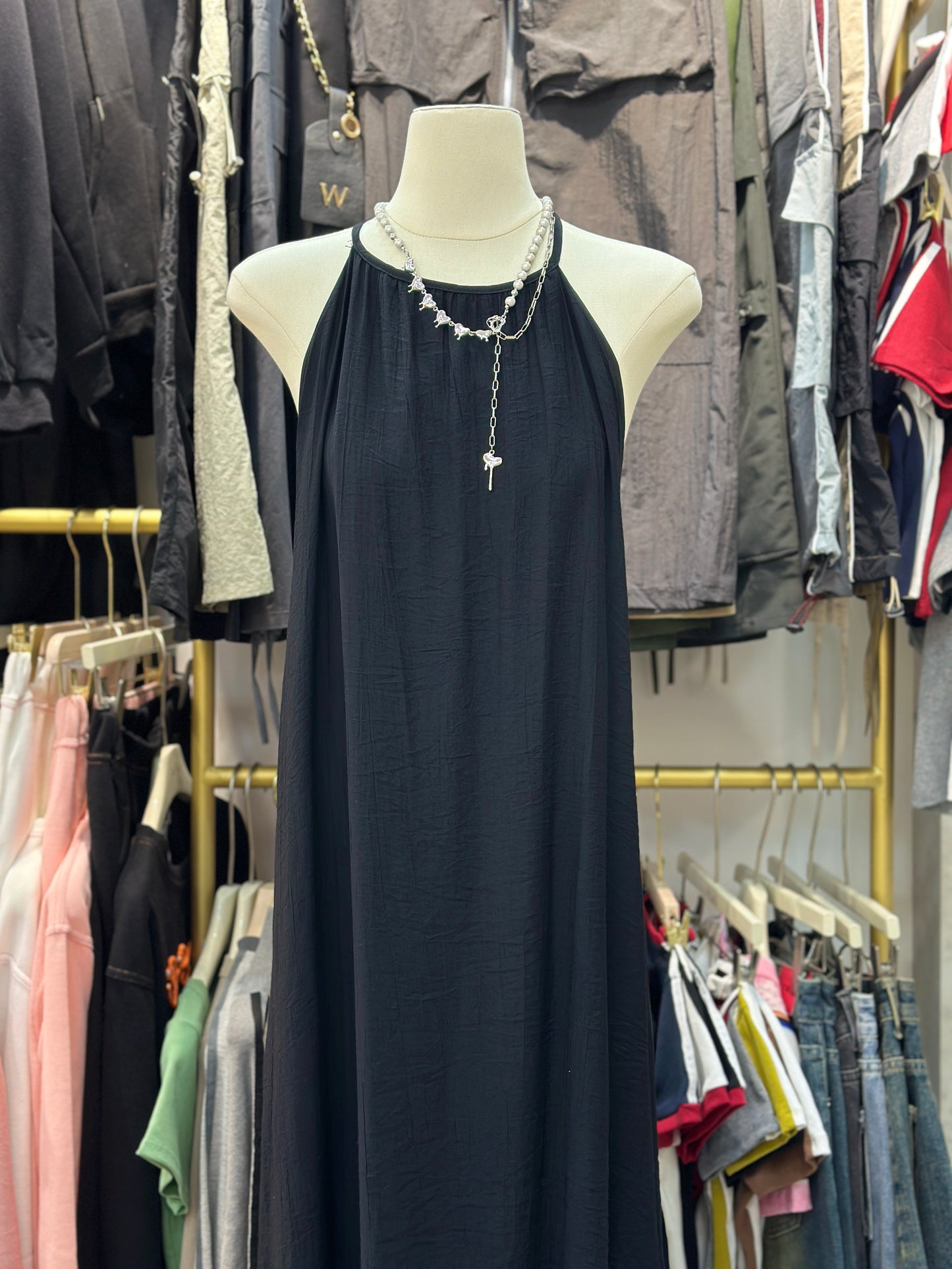 Black Tiered Strappy Dress