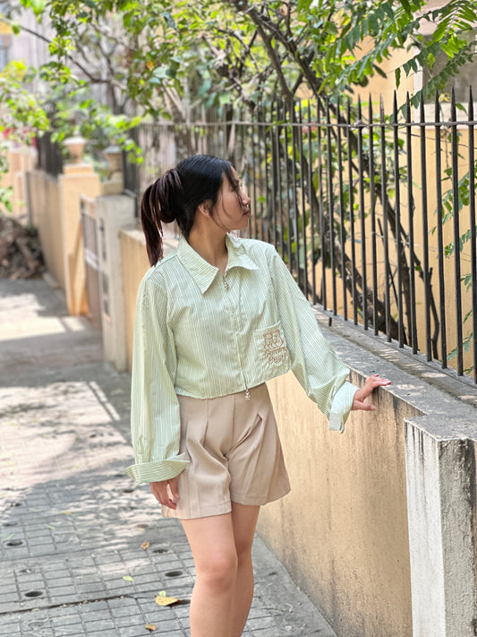 Green Striped Jacket Shirt