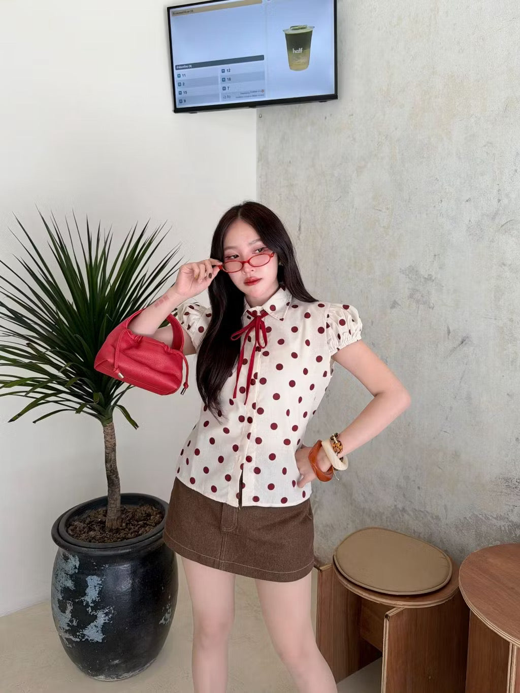 Ruby Polka Tie-Up Top ❤️