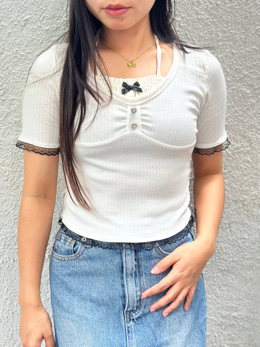 Tie Neck Lace Top
