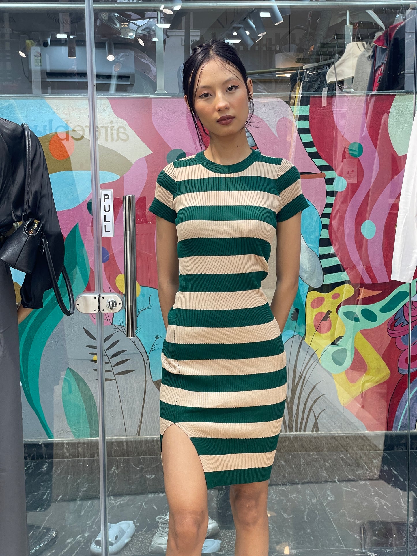 Ribbed Stripe Bodycon Dress