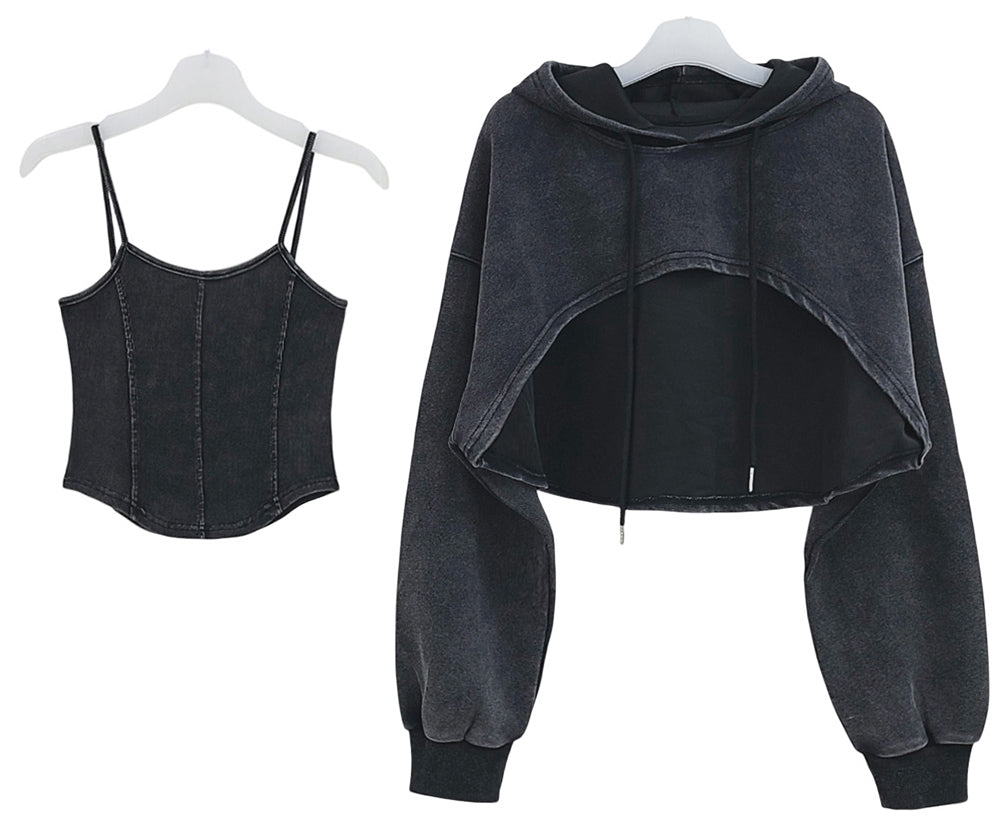 Corset Top with cropped hoodie