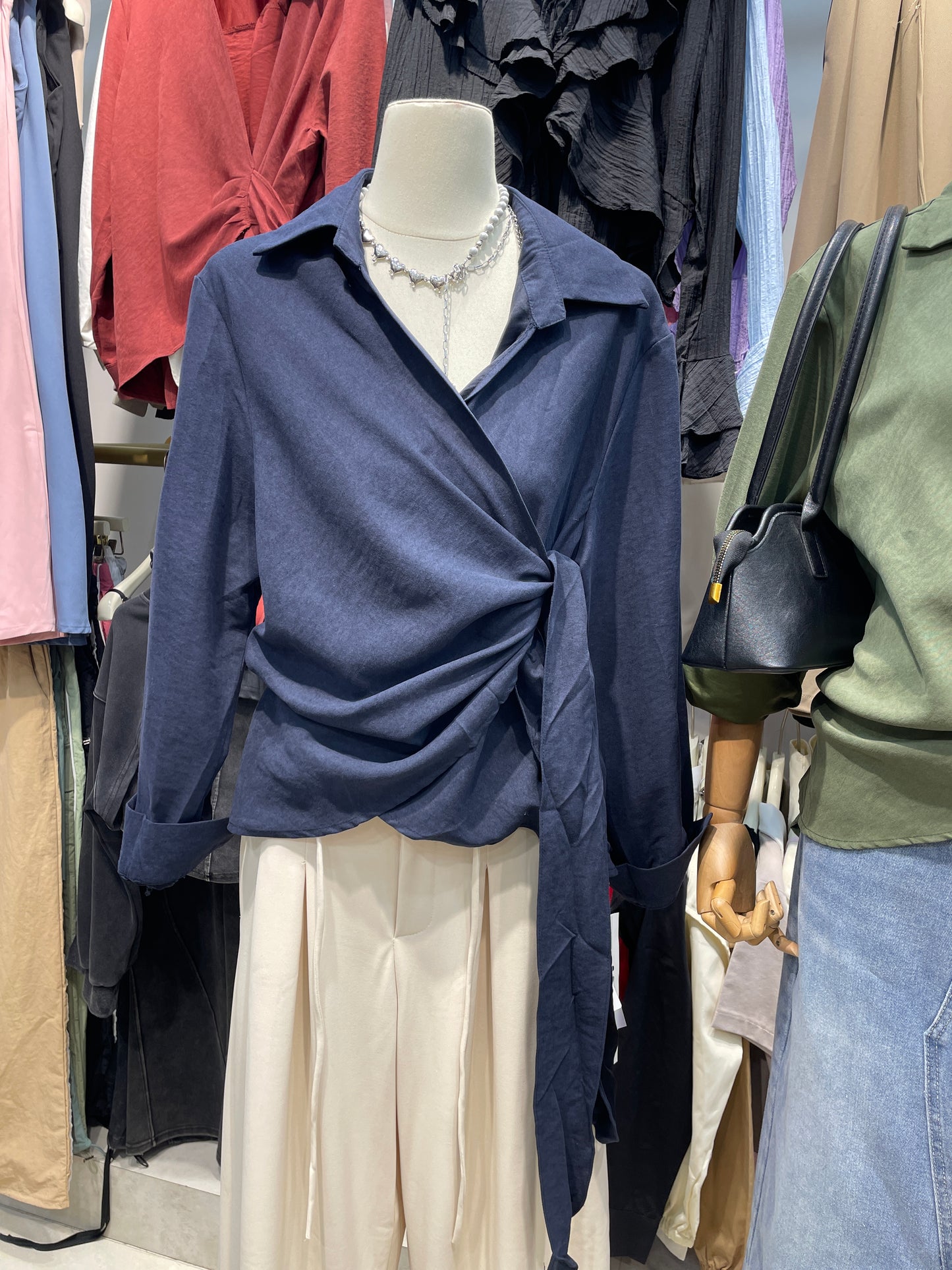 Midnight Drape Tie Shirt