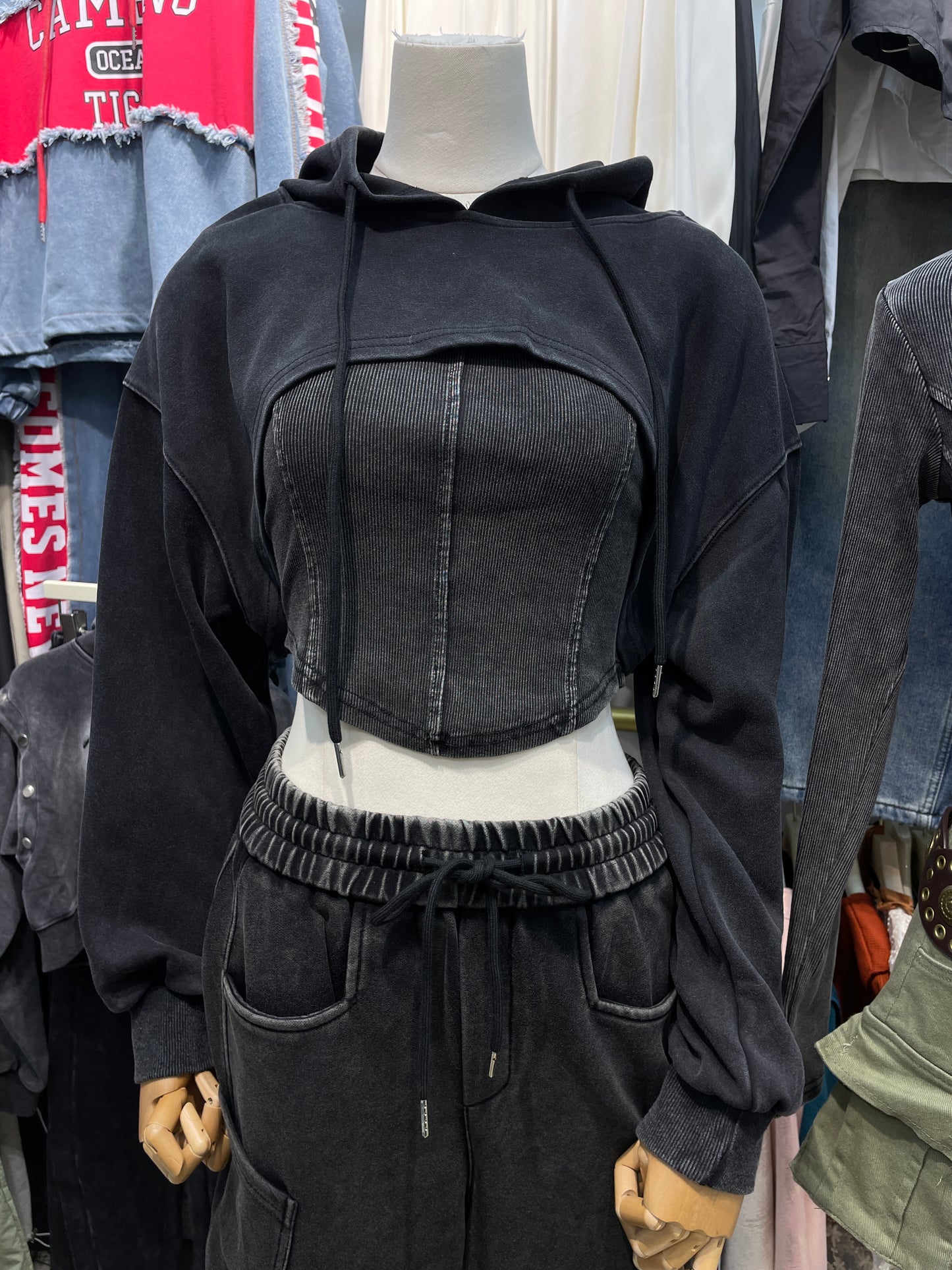 Corset Top with cropped hoodie