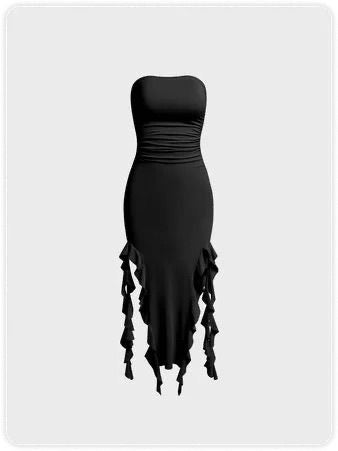 Black Ruffle Bodycon Dress