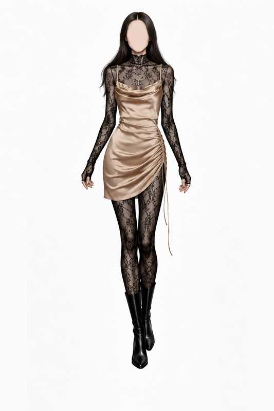 Satin Ruched Mini Dress