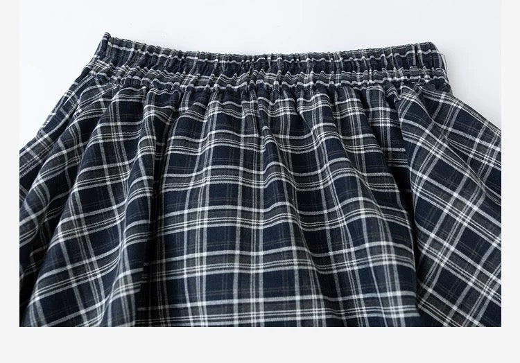 Fall Asymmetric Checkered Midi Skirt