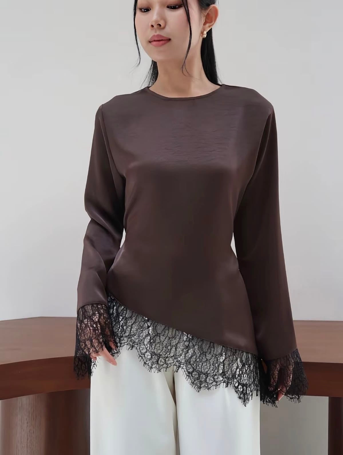 Lace Satin Top