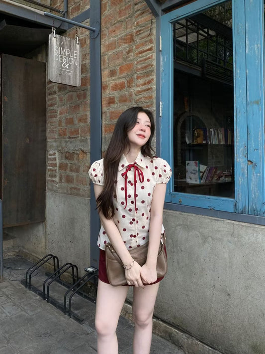 Ruby Polka Tie-Up Top ❤️