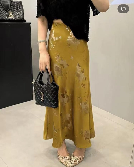 Patterned Satin Skirt