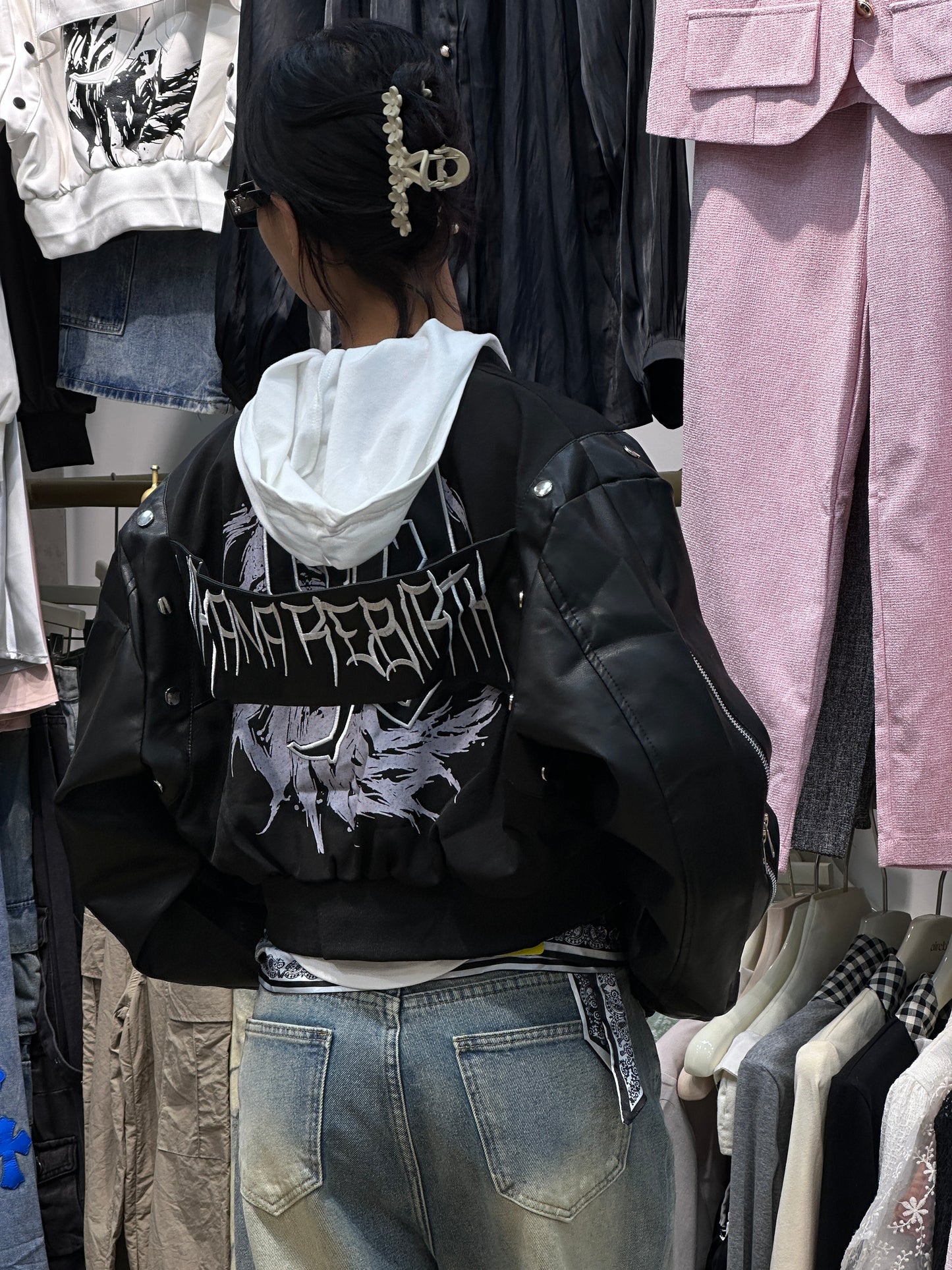 Embroidered Leather Jacket