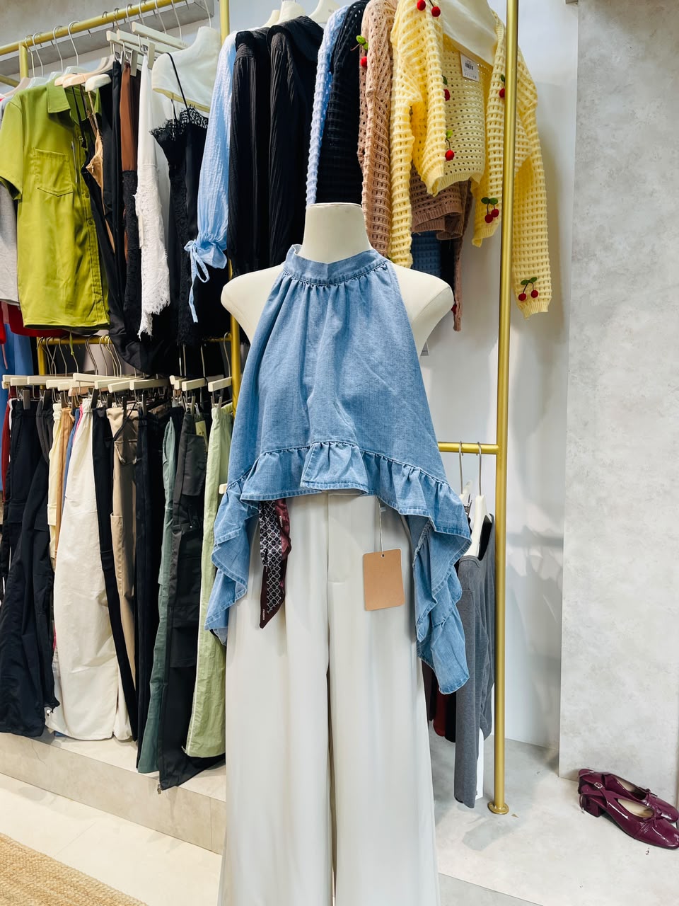 Denim Breeze Halter Top